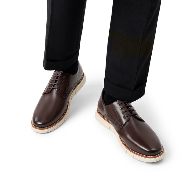 [CrossFlex NeatPolish] Men's Wide Plain-Toe Dress Sneakers - DARK BROWN - 6